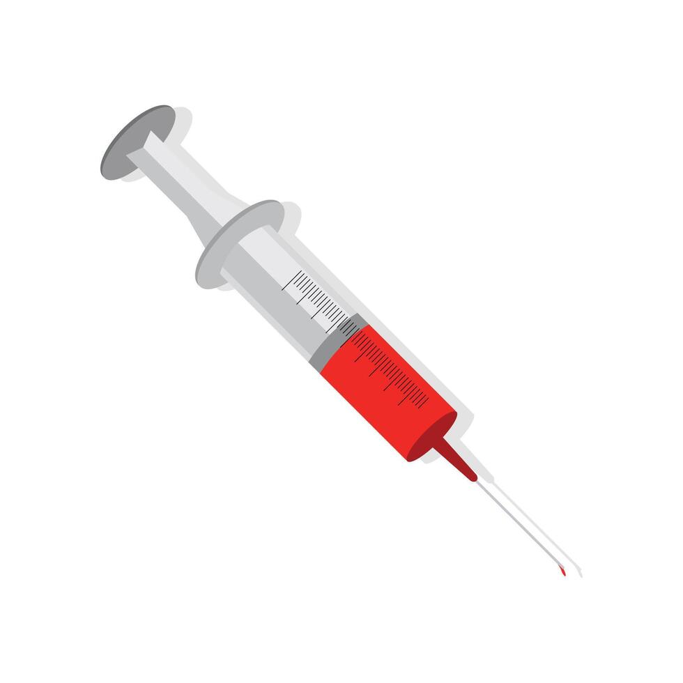 Medical syringe, injection icon fill with blood illustration Stock Free