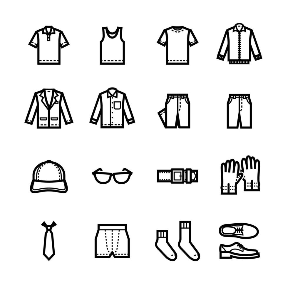 Men Clothing Icons with White Background Stock Free