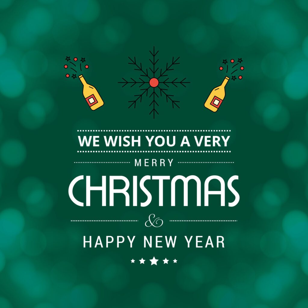 Merry Christmas card with creative design and light background Free Vector