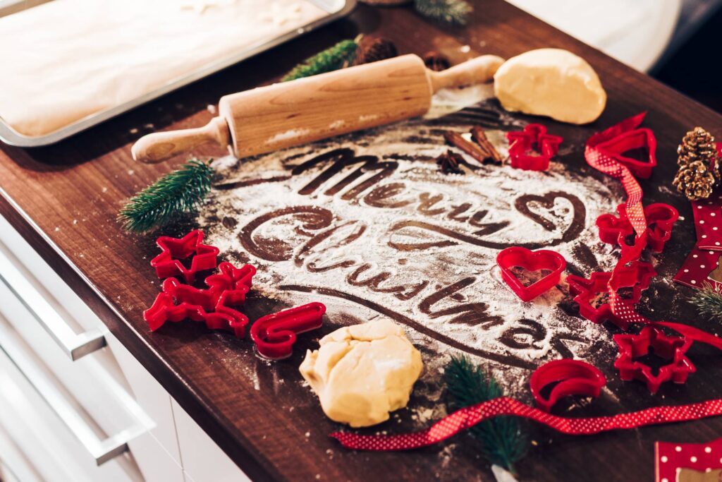 Merry Christmas Food Lettering in Flour Free Photo