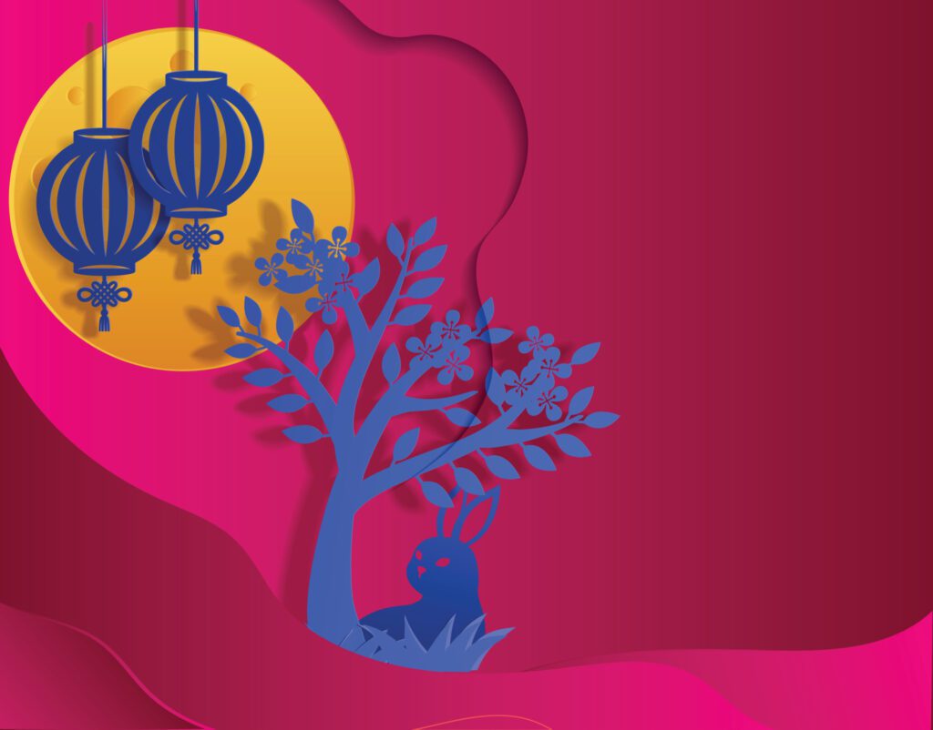 Mid Autumn Festival Pink Moon Banner Background Free Vector