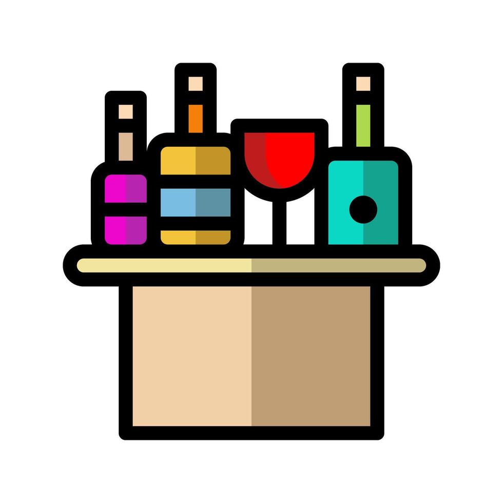 Minibar flat icon. editable drink table symbol. Stock Free