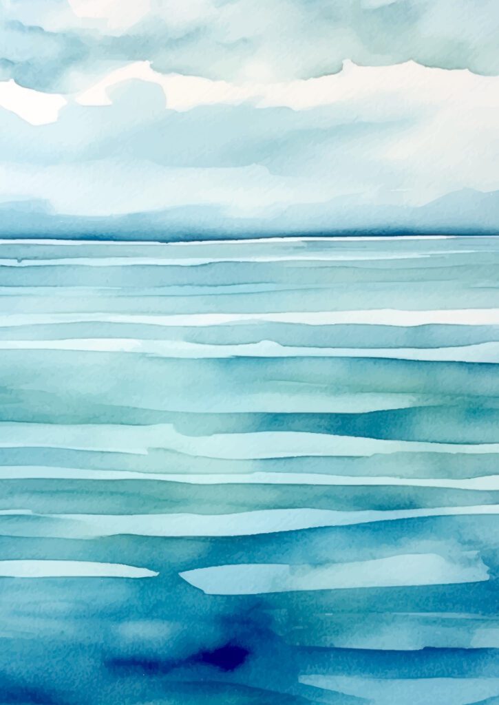 minimal abstract hand painted watercolour seascape background Free Vector