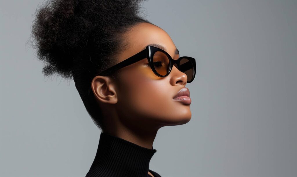 Minimalist Fashion Studio Photo of a Young Black Woman With Sunglasses Stock Free