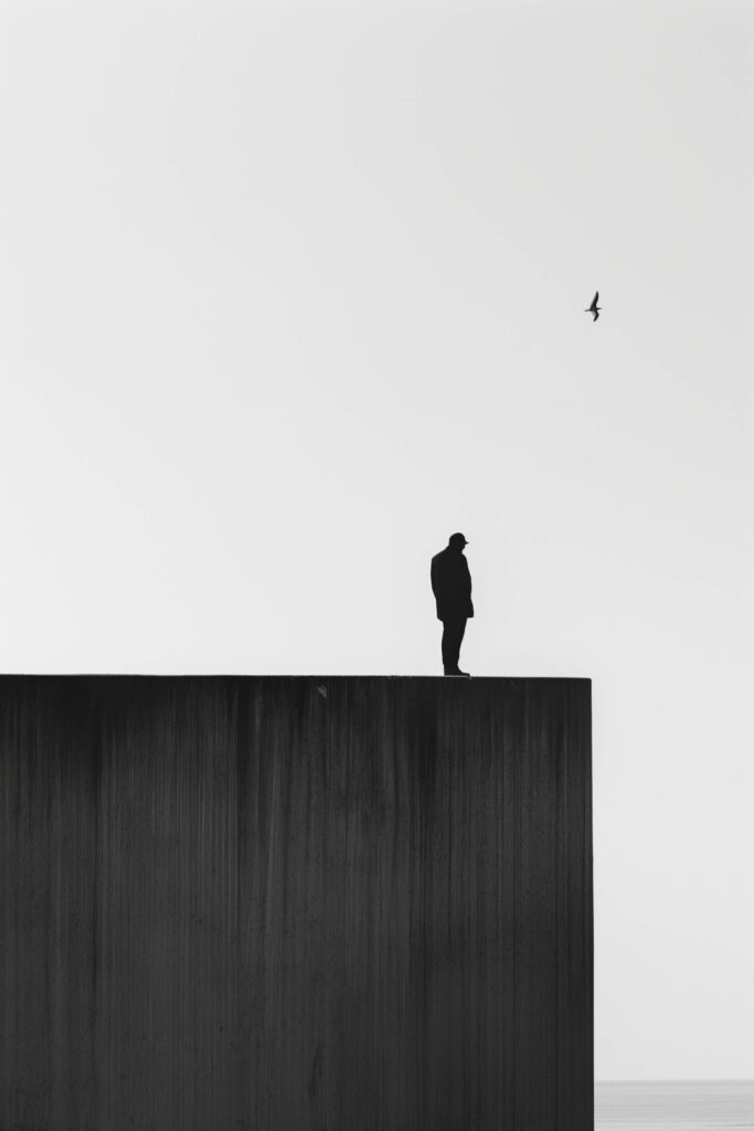 Minimalistic Photo of a Person and a Bird Stock Free