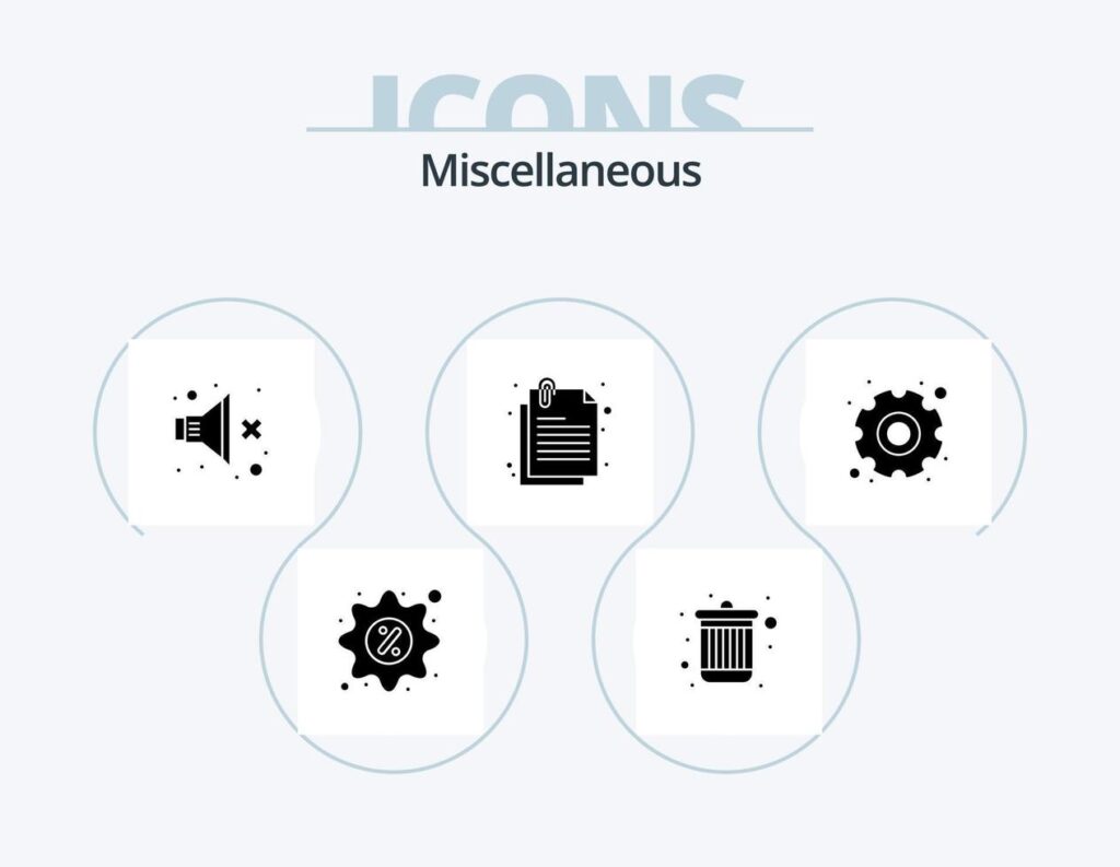 Miscellaneous Glyph Icon Pack 5 Icon Design. settings. no. file. attach Stock Free