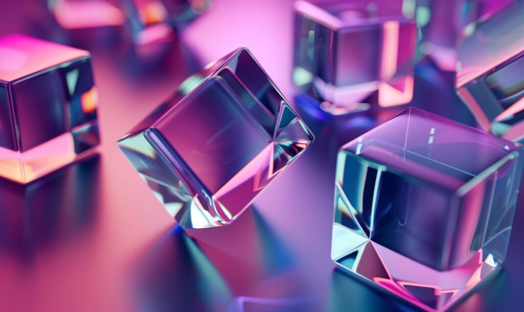 Modern Crystal Cubes 3D Glass Background Stock Free