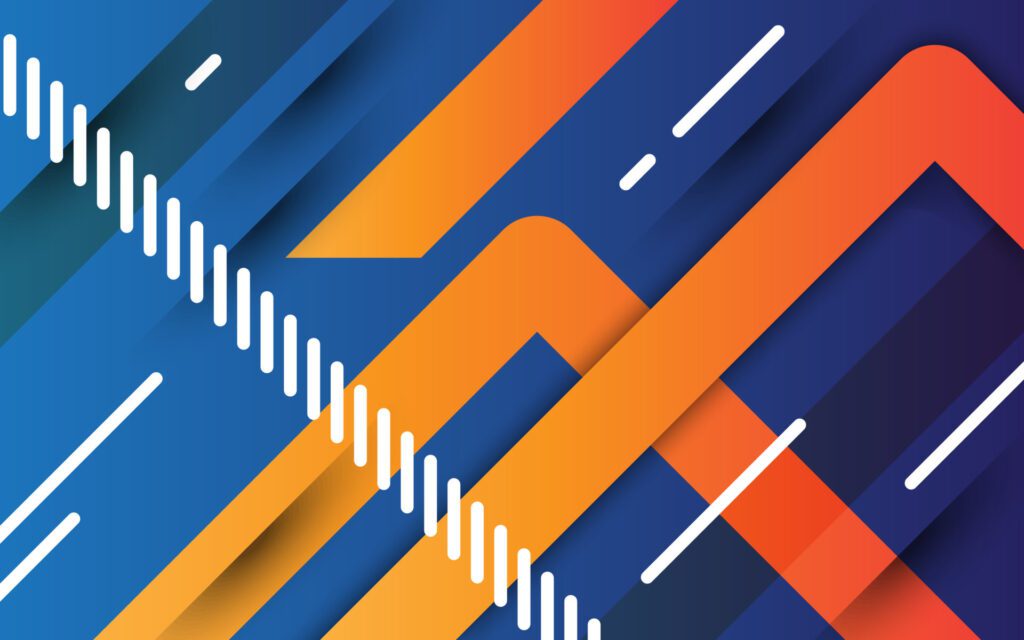 Modern dark navy with futuristic orange lines color combination. Free Vector