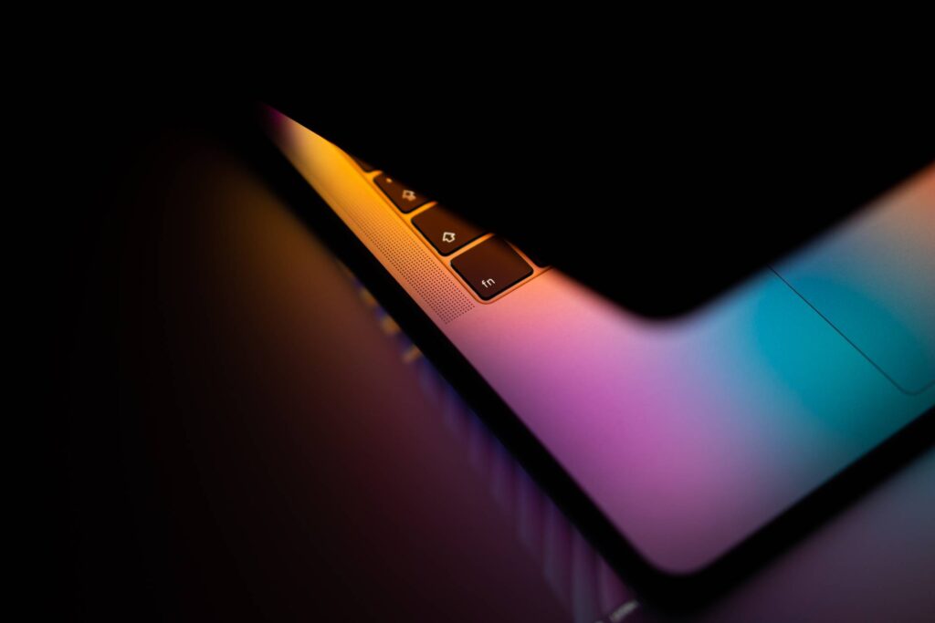 Modern Laptop Colorful Close Up Free Photo