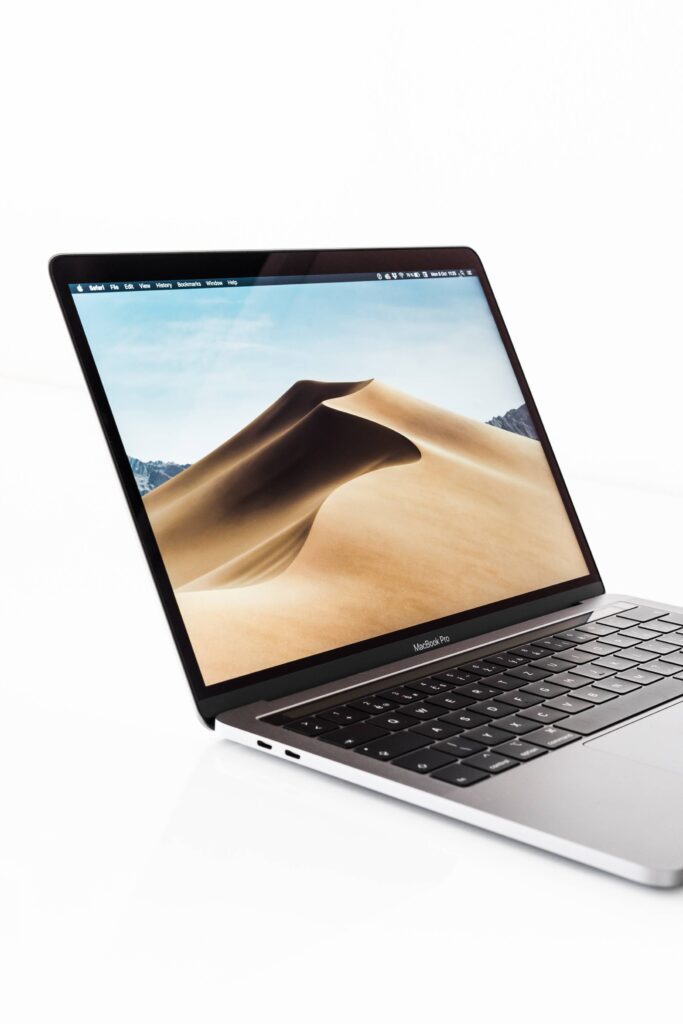 Modern Laptop MacBook Pro Mockup Close Up Free Photo