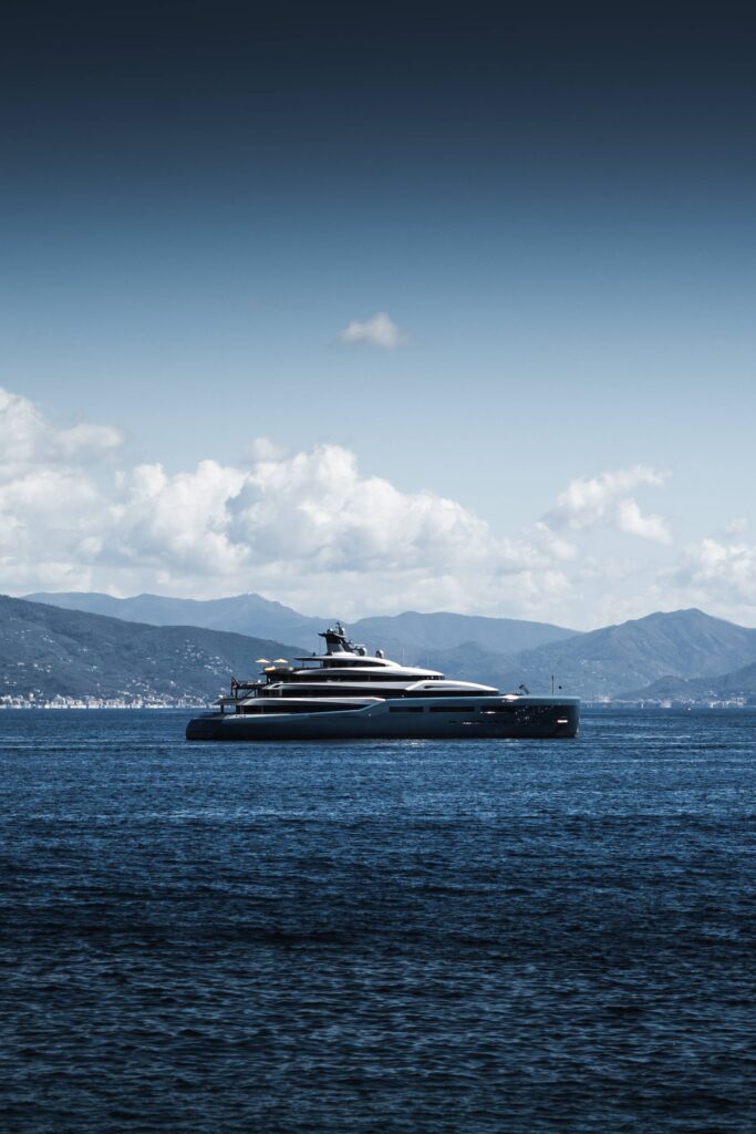 Modern Luxury Yacht Aviva Sailing around Portofino Free Photo