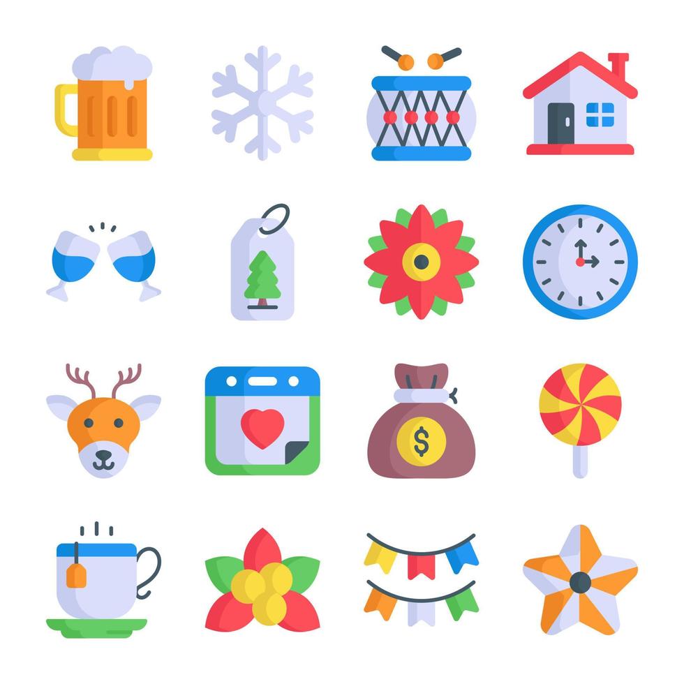 modern style Christmas and New Year icon, Isolated winter holiday symbols Stock Free