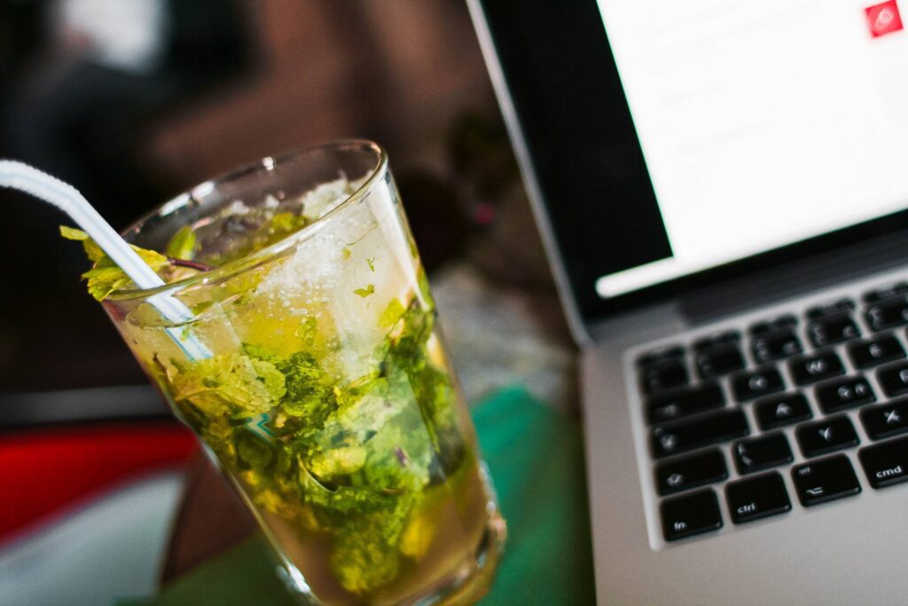 Mojito with a Laptop Free Photo