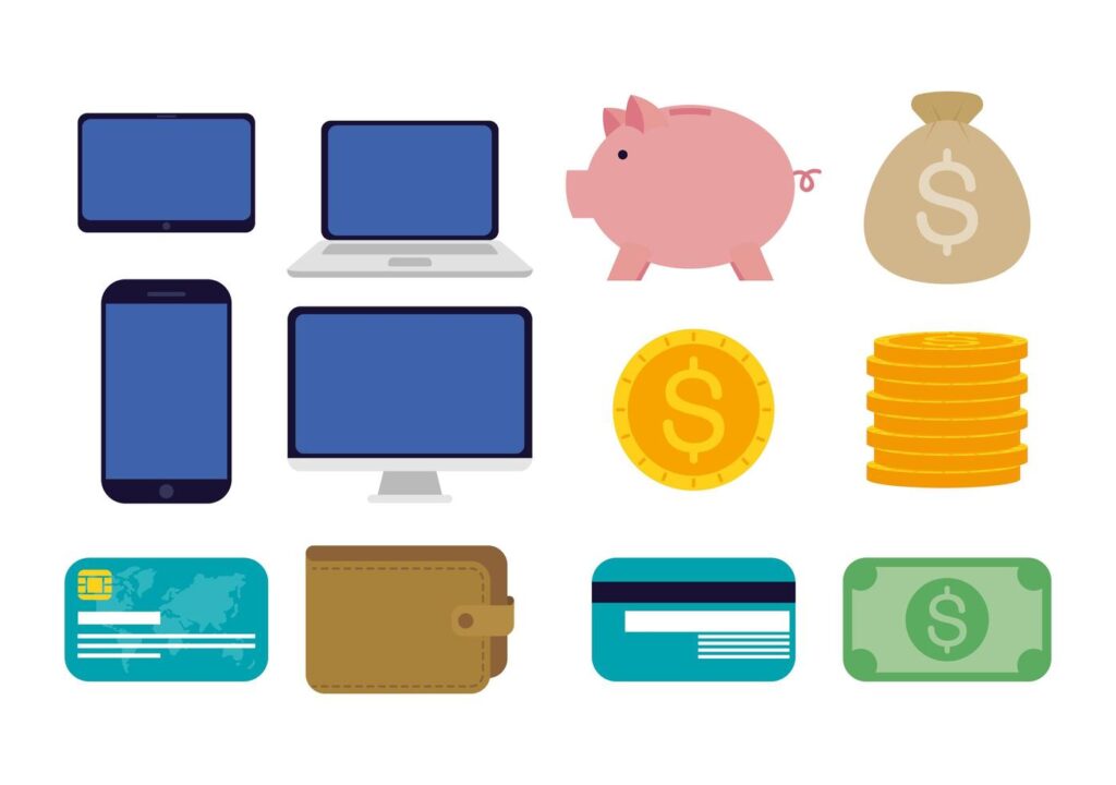 Money and finances technology icon set Stock Free