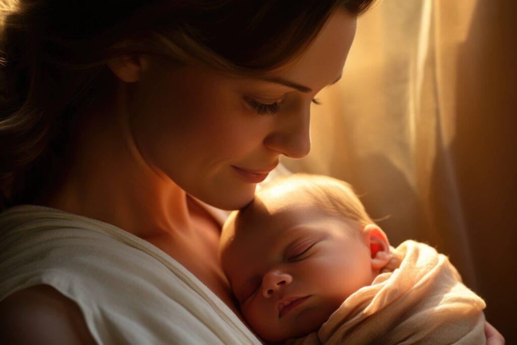 Mother Holding Her Newborn Baby Stock Free