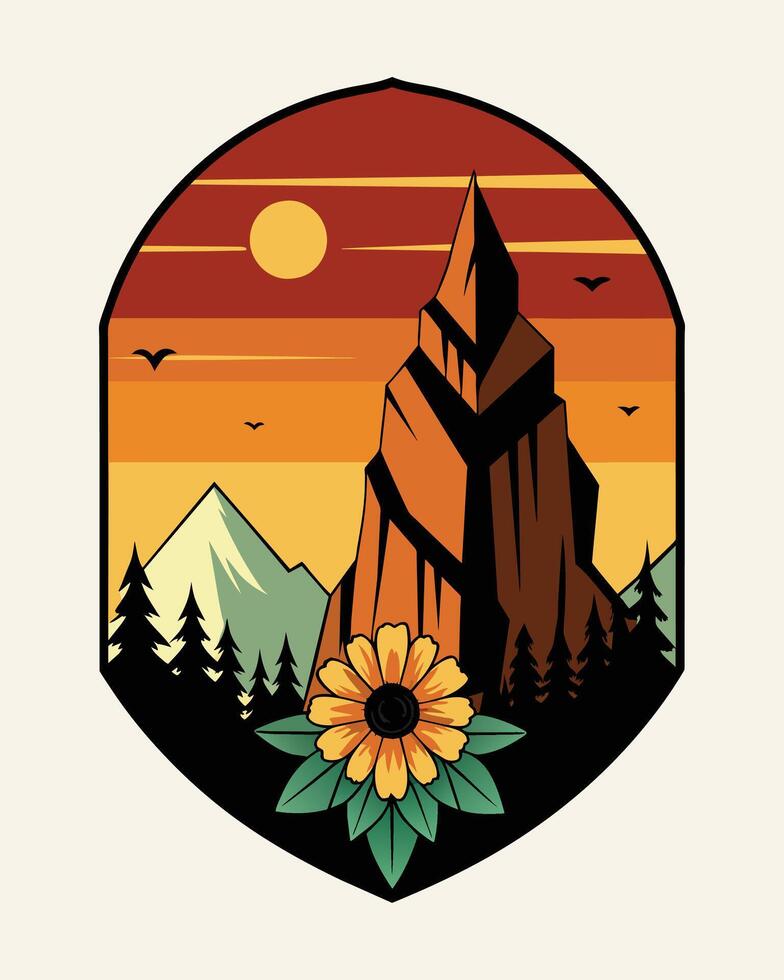 Mountain concept with icon design, illustration Stock Free