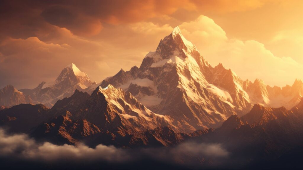 Mountain Peaks in Golden Hour Stock Free