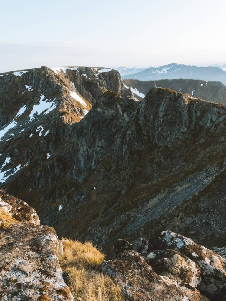 Mountain Ridge with a Tiny Person in Norway Free Photo