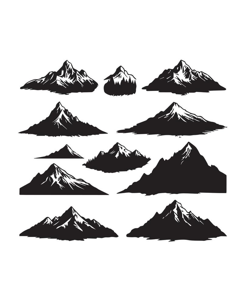 mountain silhouette icon set for logo Stock Free