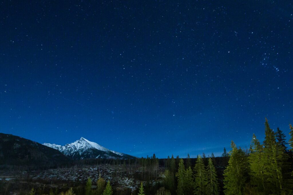 Mountain With Night Sky Full of Stars Free Photo