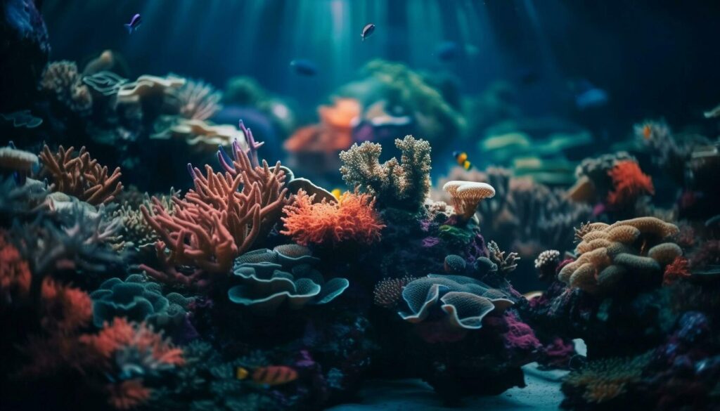 Multi colored undersea beauty in natural coral reef generated by AI Stock Free