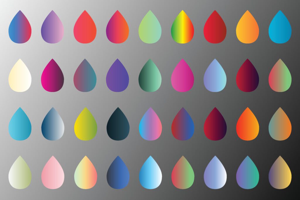 Multicolor gradients vibrant combinations of collection background, and colorful swatches set Free Vector and Free SVG