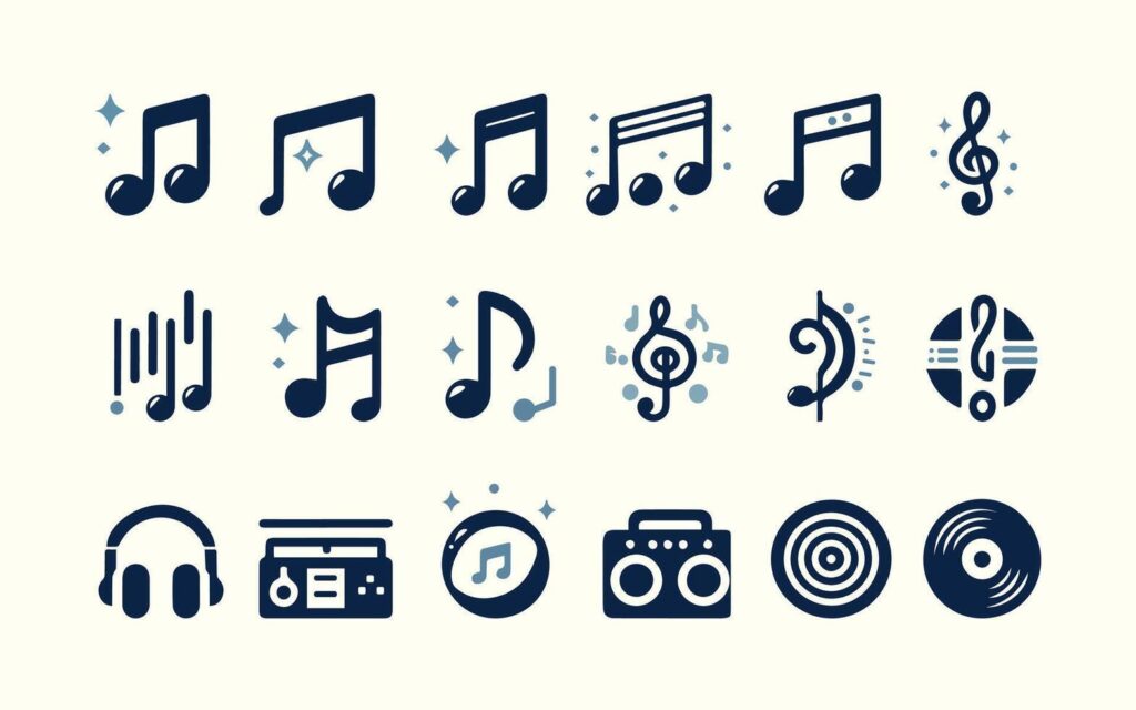 Music and sound icons set. music sign illustration,music notes Stock Free