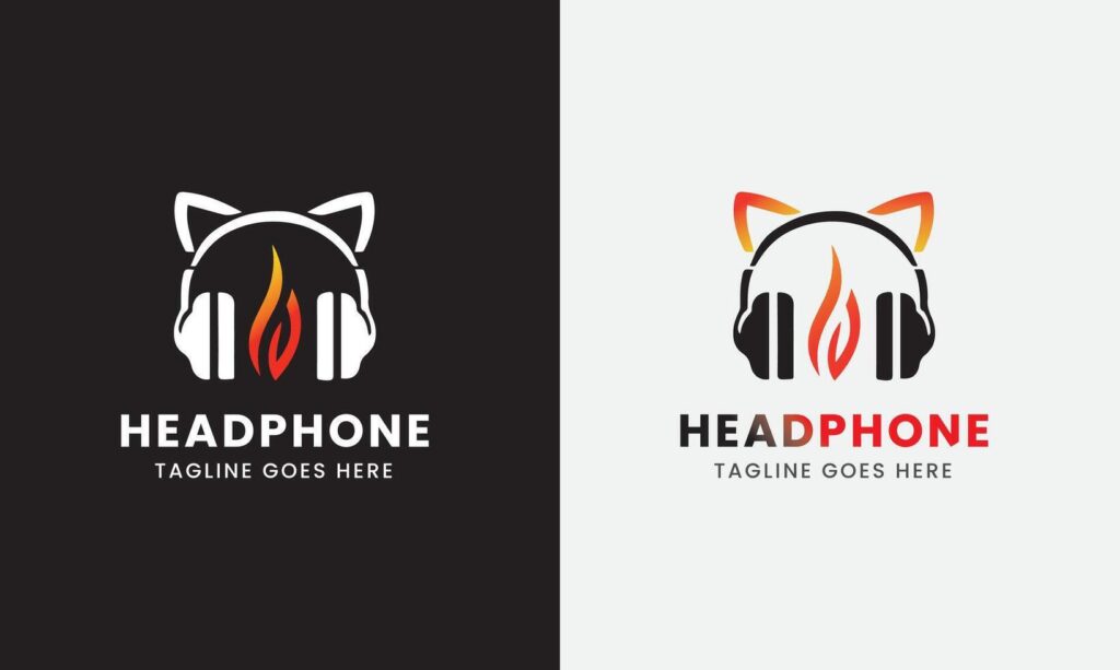 Music headphone fire icon, pet dog item, sound talk microphone speaker logo icon Stock Free