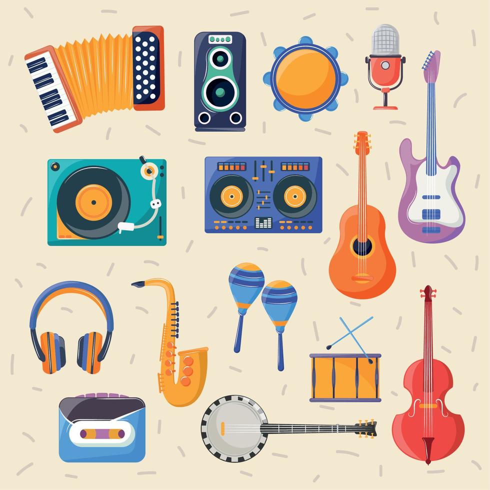 music instruments icon set Stock Free