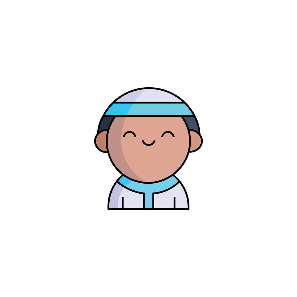 Muslim boy illustration, cute boy icon. Stock Free