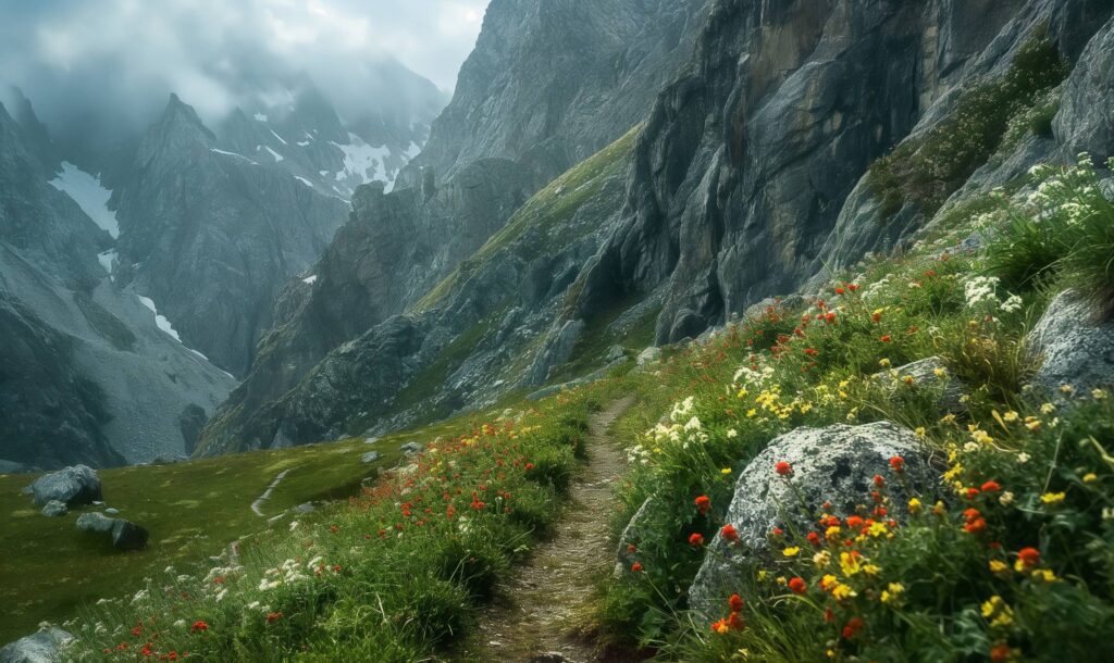 Narrow Path in the Mountains Stock Free