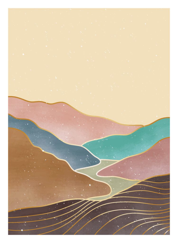 Natural abstract mountain. Mid century modern minimalist art print. Abstract contemporary aesthetic backgrounds landscape. vector illustrations Free Vector and Free SVG