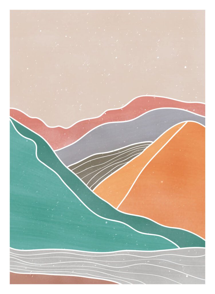 Natural abstract mountain. Mid century modern minimalist art print. Abstract contemporary aesthetic backgrounds landscape. vector illustrations Free Vector