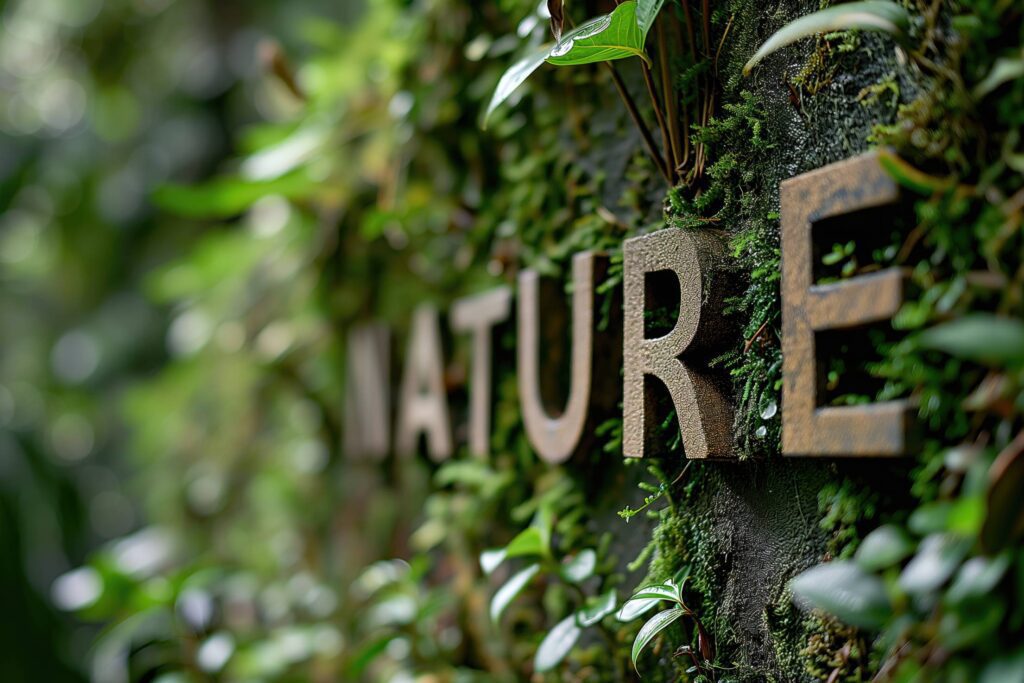 Nature Lettering Stone Rocks Wording in Forest Stock Free