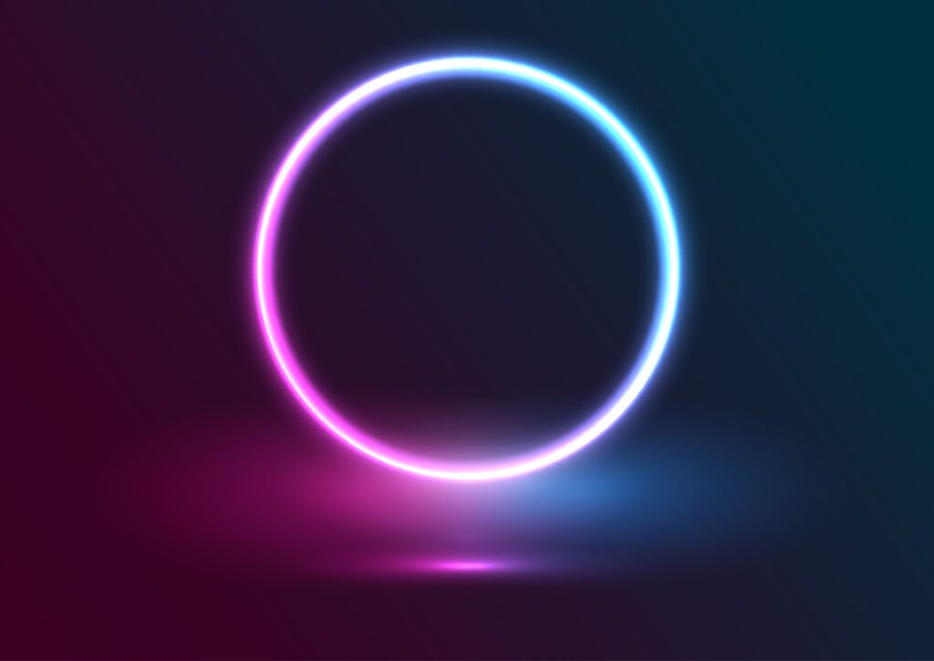 Neon circle display background Free Vector