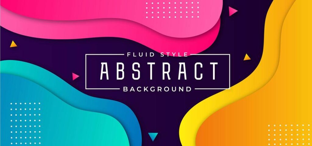 Neon Fluid Background with Geometric Shapes Free Vector