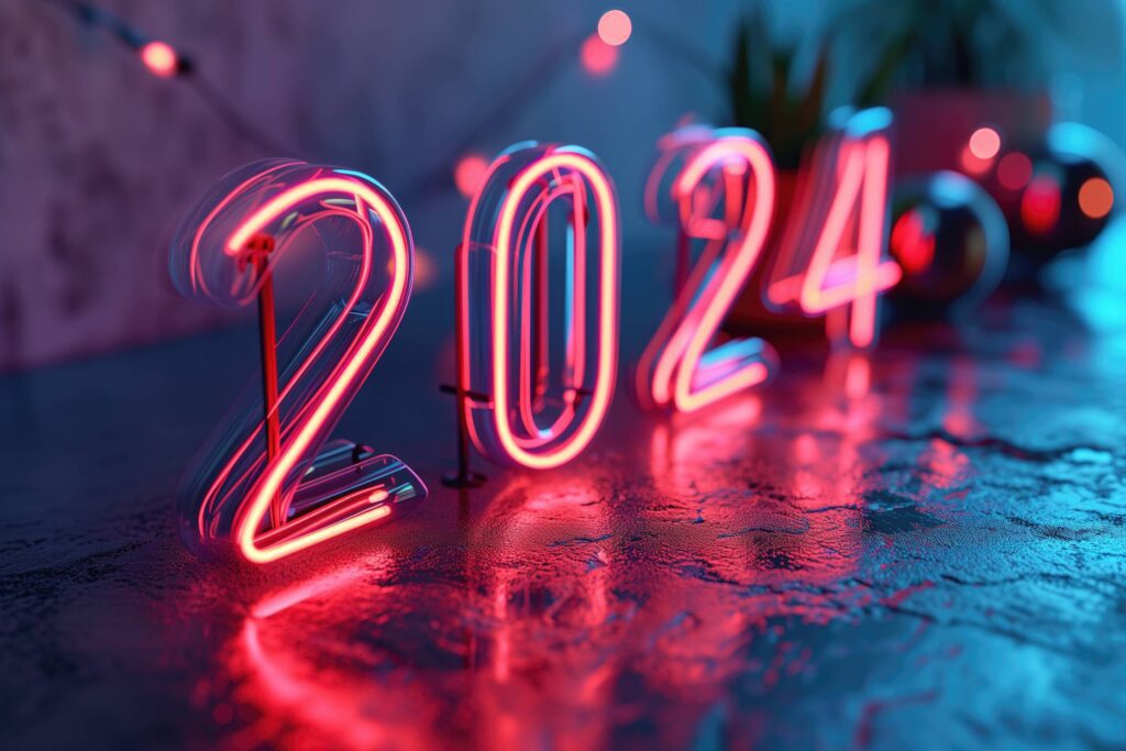 New Year 2024 Neon Sign Stock Free