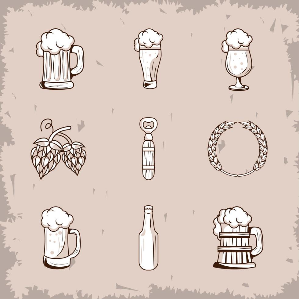 nine beers drinks icons Stock Free