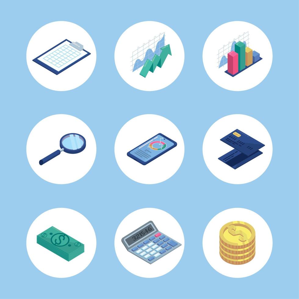 nine budget management icons Stock Free