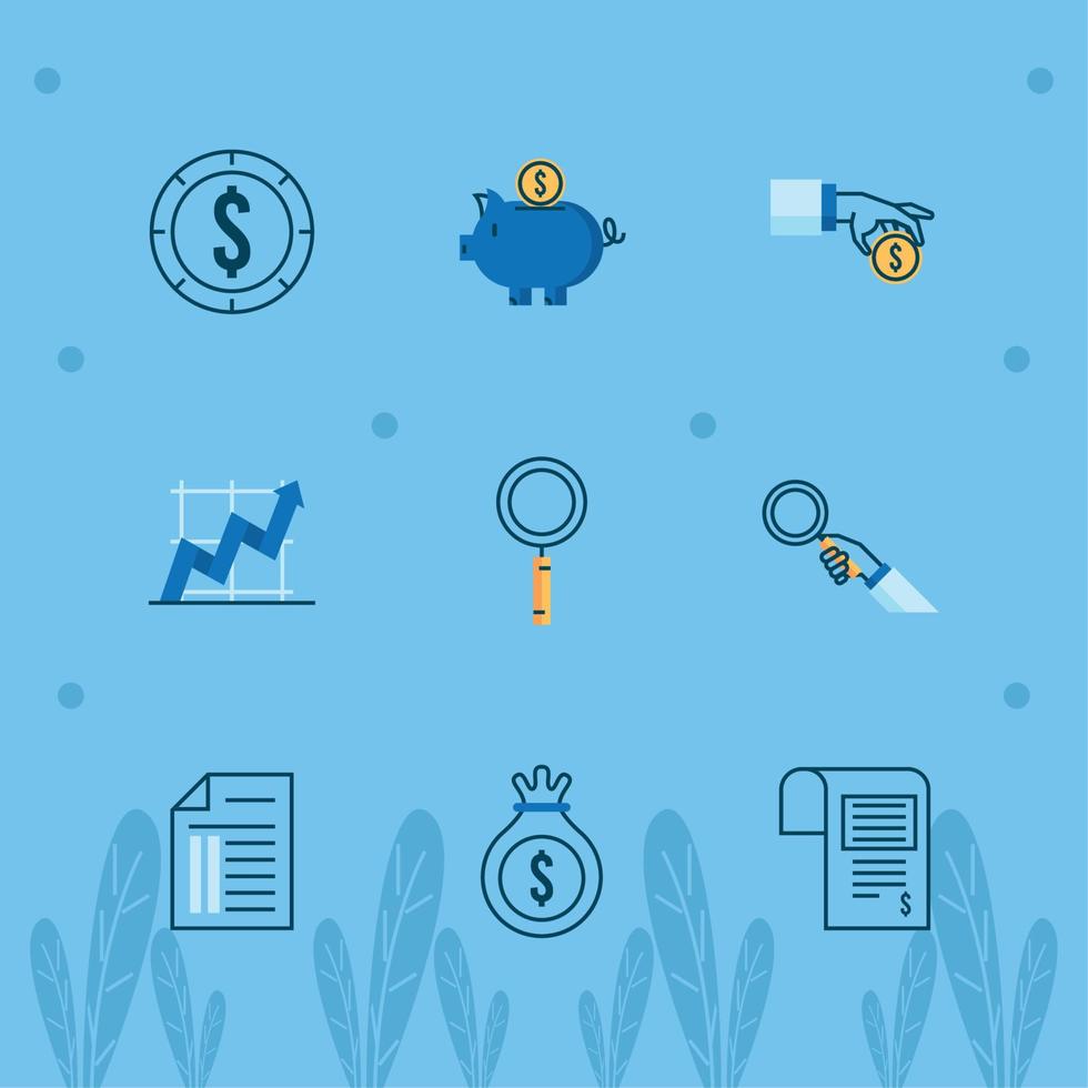 nine financial economy icons Stock Free