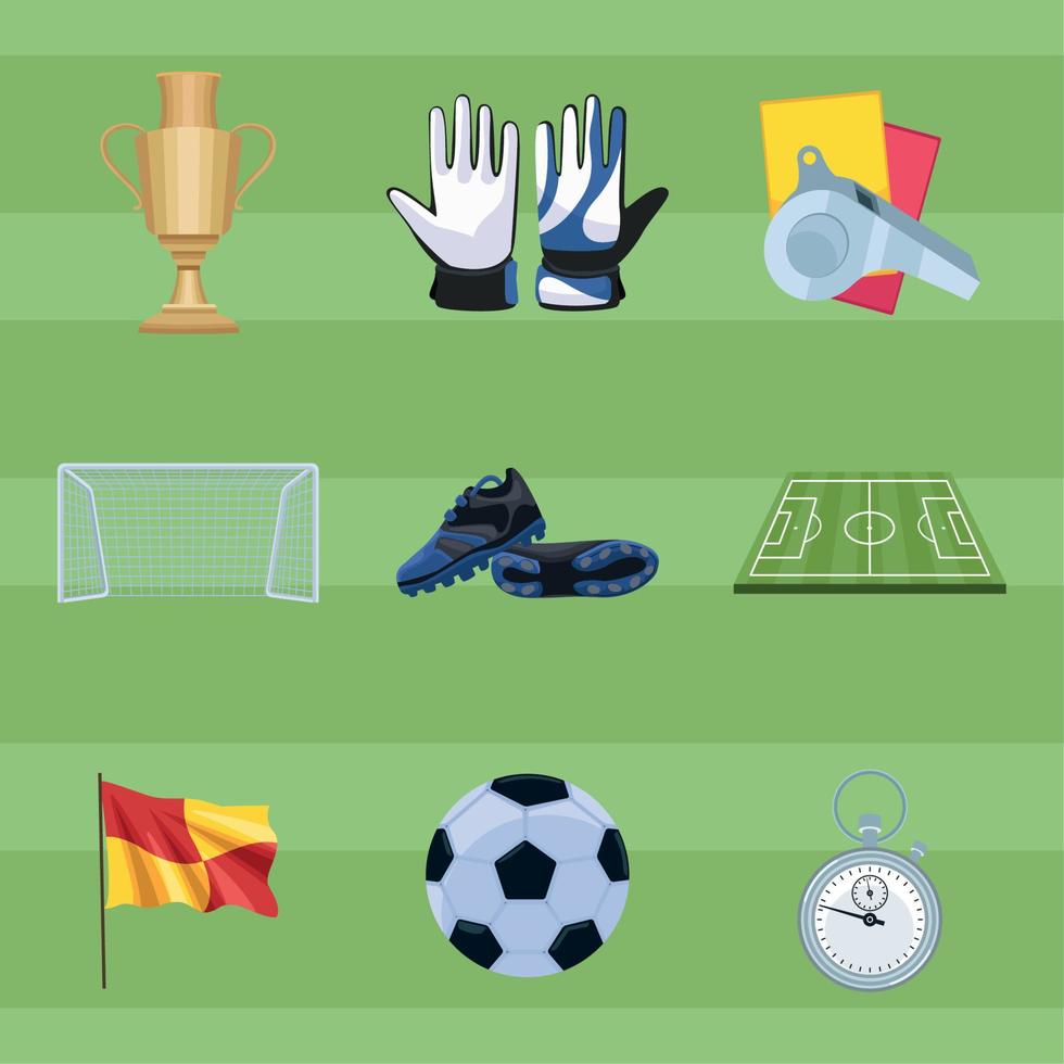 nine football soccer icons Stock Free