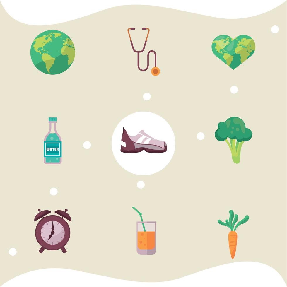 nine health day icons Stock Free