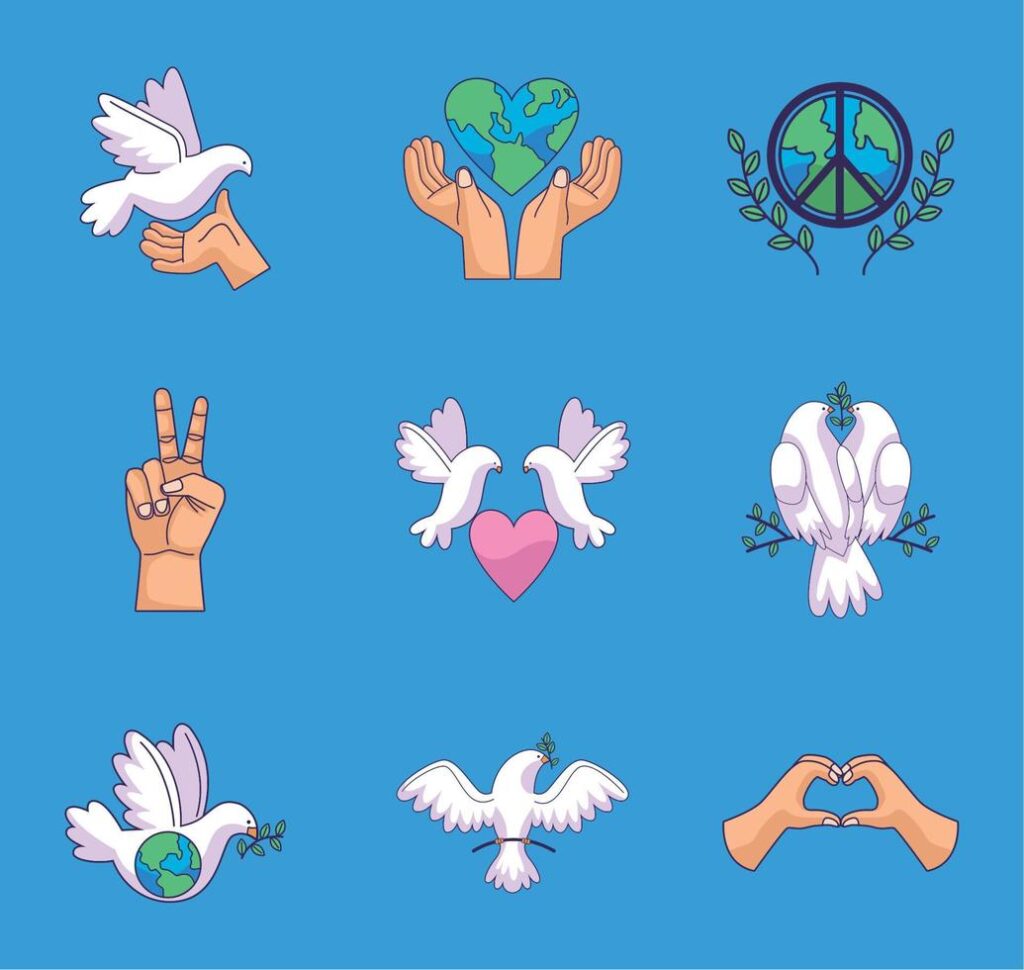 nine peace day icons Stock Free