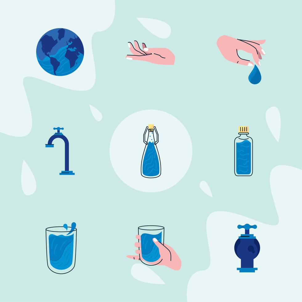 nine water day icons Stock Free