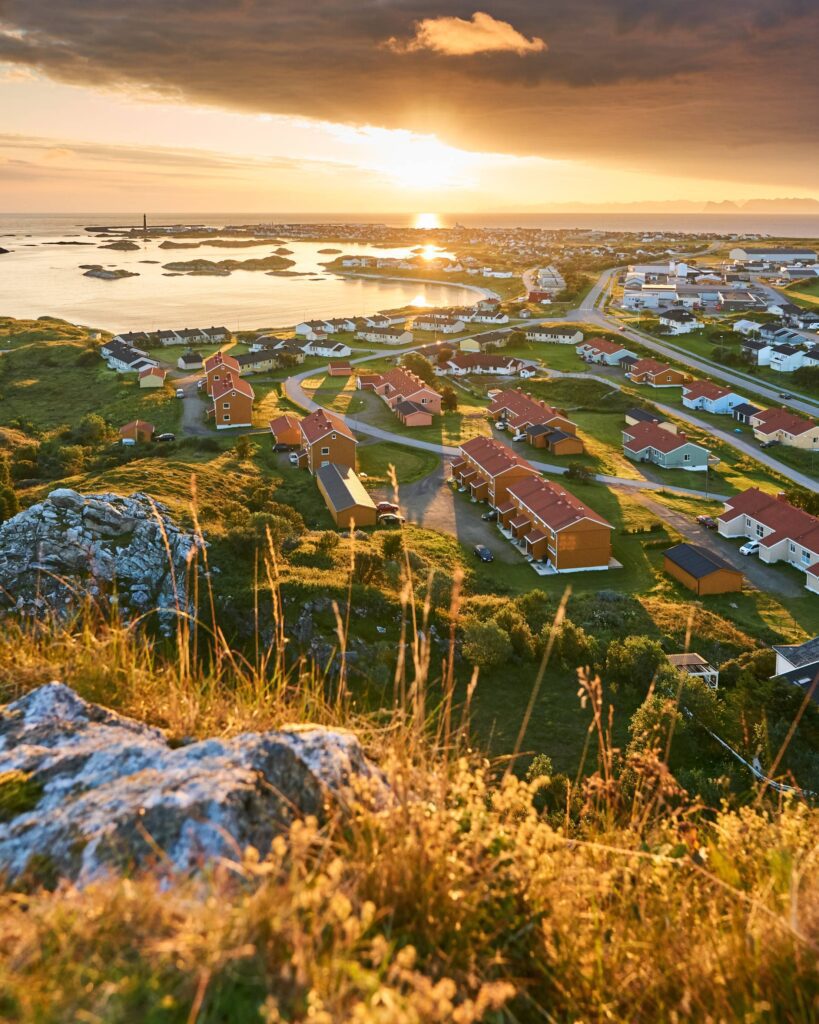 North Norwegian Town during Sunrise Vertical Free Photo