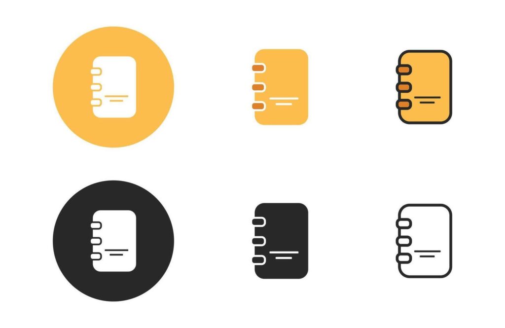 Notebook icons collection in different style flat illustration set Stock Free