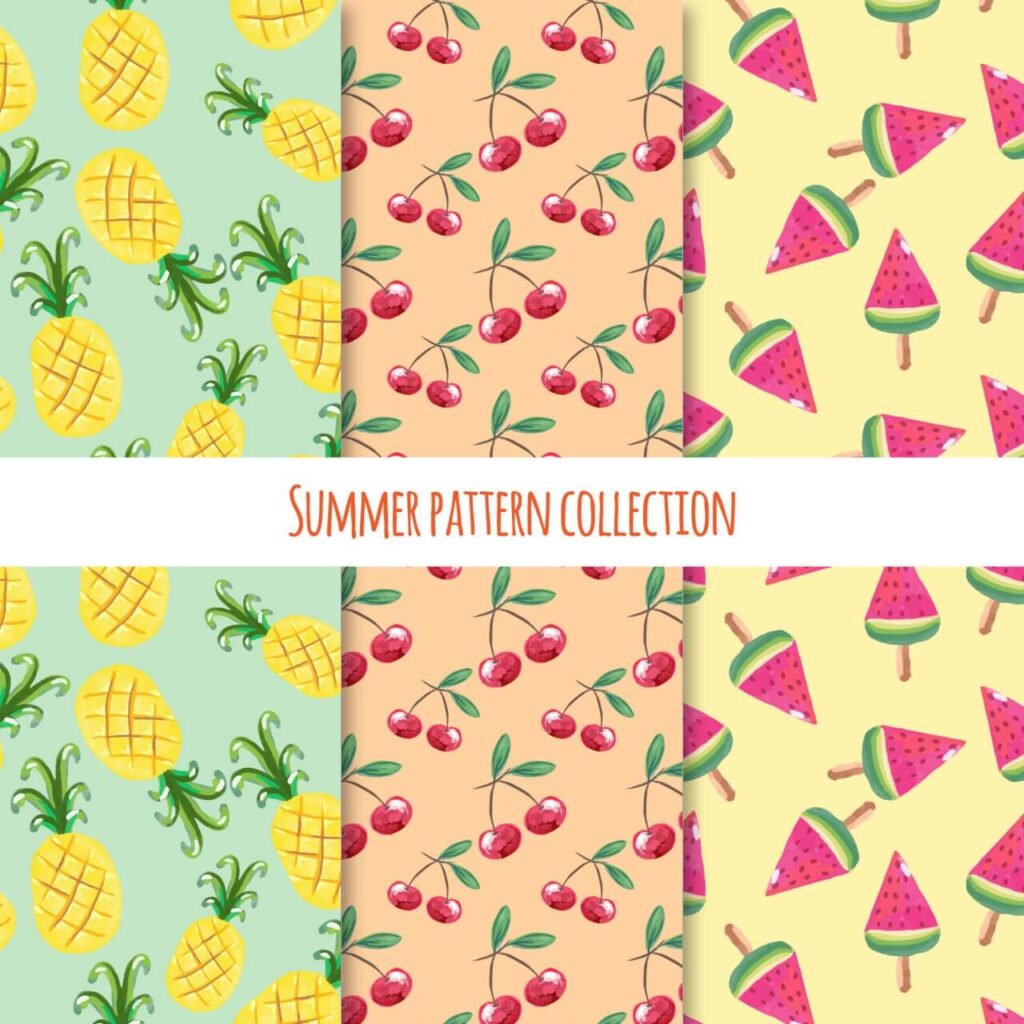 Summer fruits and ice cream pattern collection