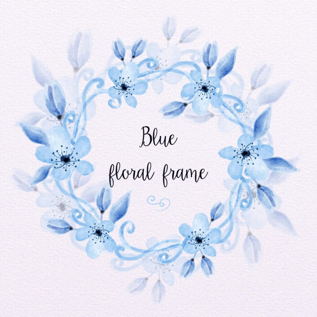 Blue Watercolor Floral Frame