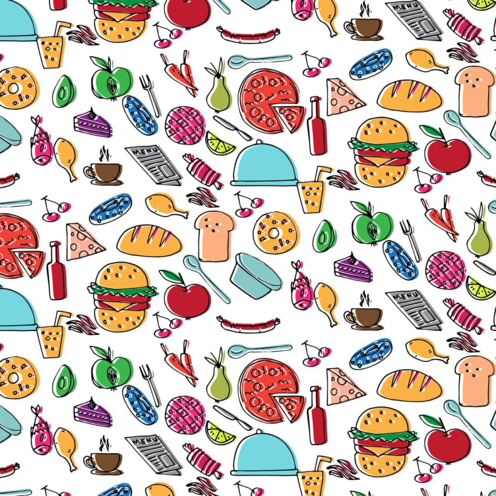 Doodle food pattern