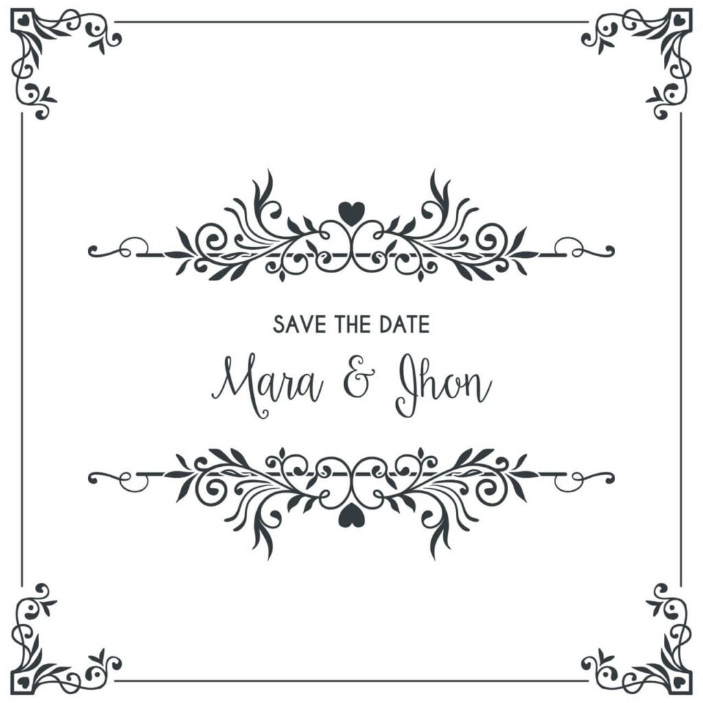 Wedding card invitation with frame